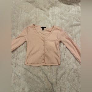 Size small light pink cropped long sleeve shirt with buttons